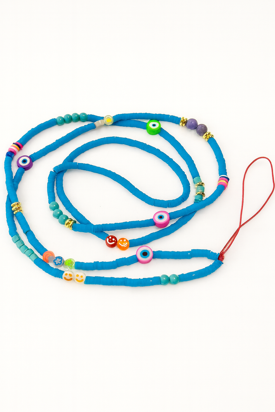 Handmade Turquoise  Phone Chain with Colorful Charm Beads