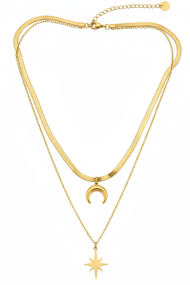 Moon & North Star Duo Necklace