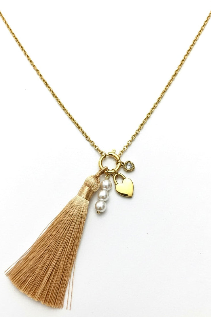 The Golden Heart Tassel Long Necklace