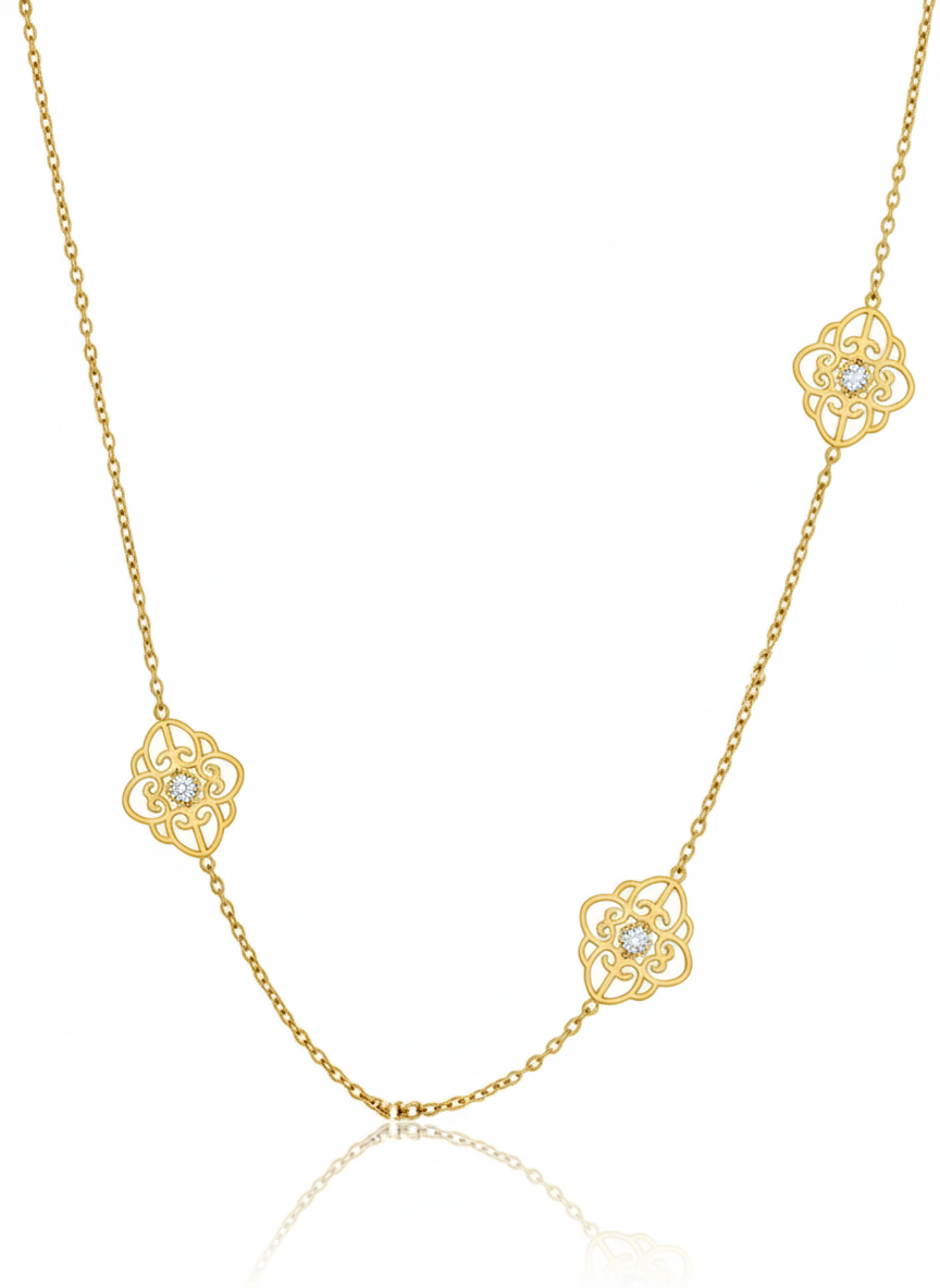Gilded Filigree Long Necklace - Image 2