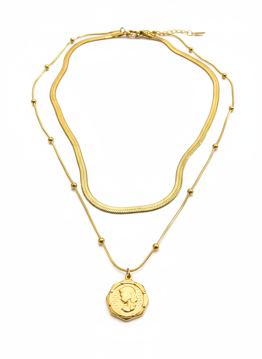 Athena Coin Layered Set Necklace - Image 2