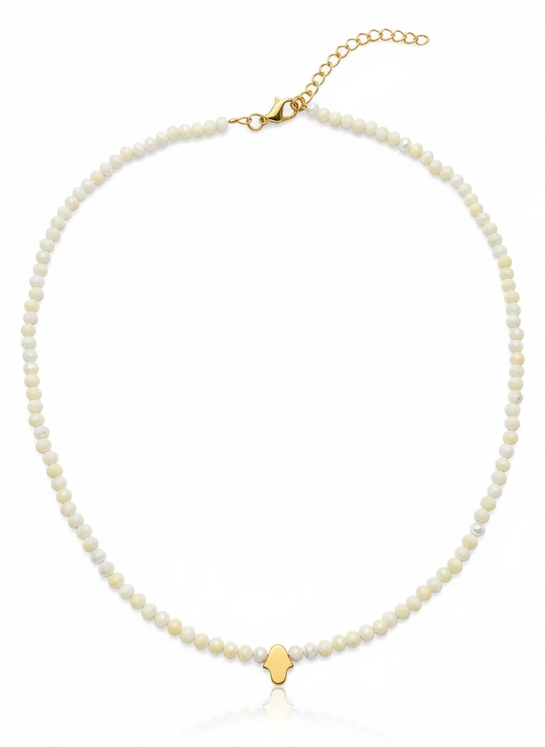 Ivory Elegance Hamsa Handmade Choker Necklace - Image 3
