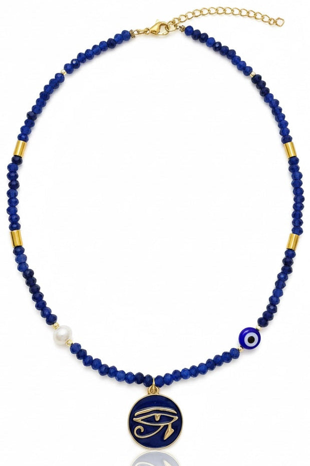 Handmade Lapis Eye of Horus Choker Necklace