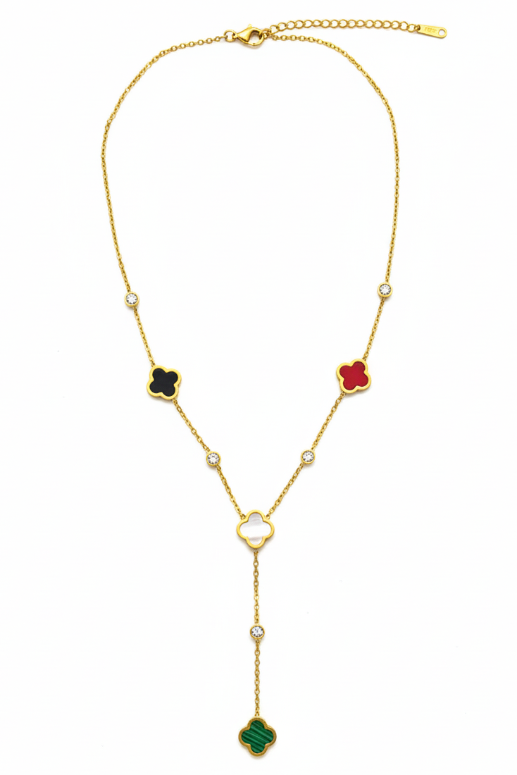 Multicolor Clover Lariat Necklace