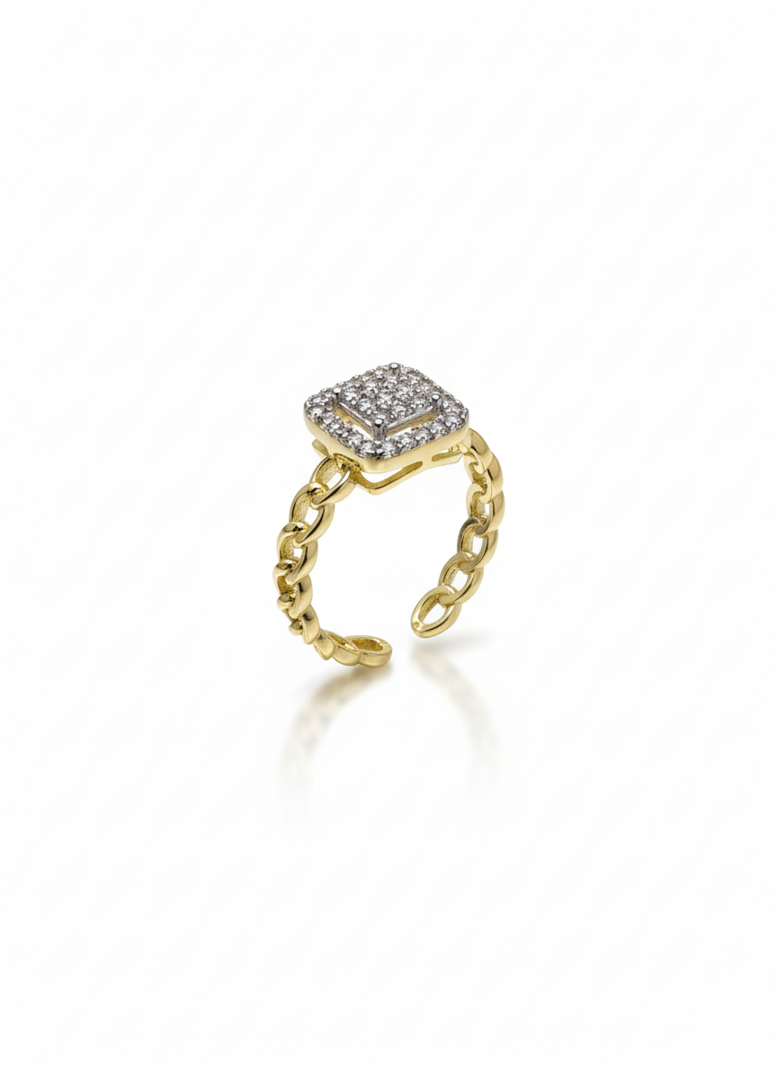 Pavé Halo Curb Chain Ring - Image 2