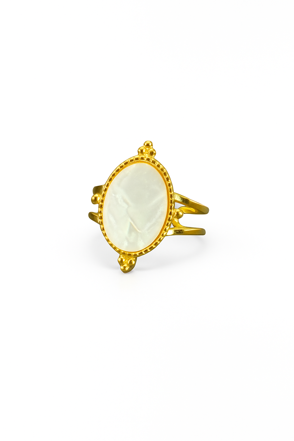Gold-Finish Oval Mother of Pearl Ring - Image 2