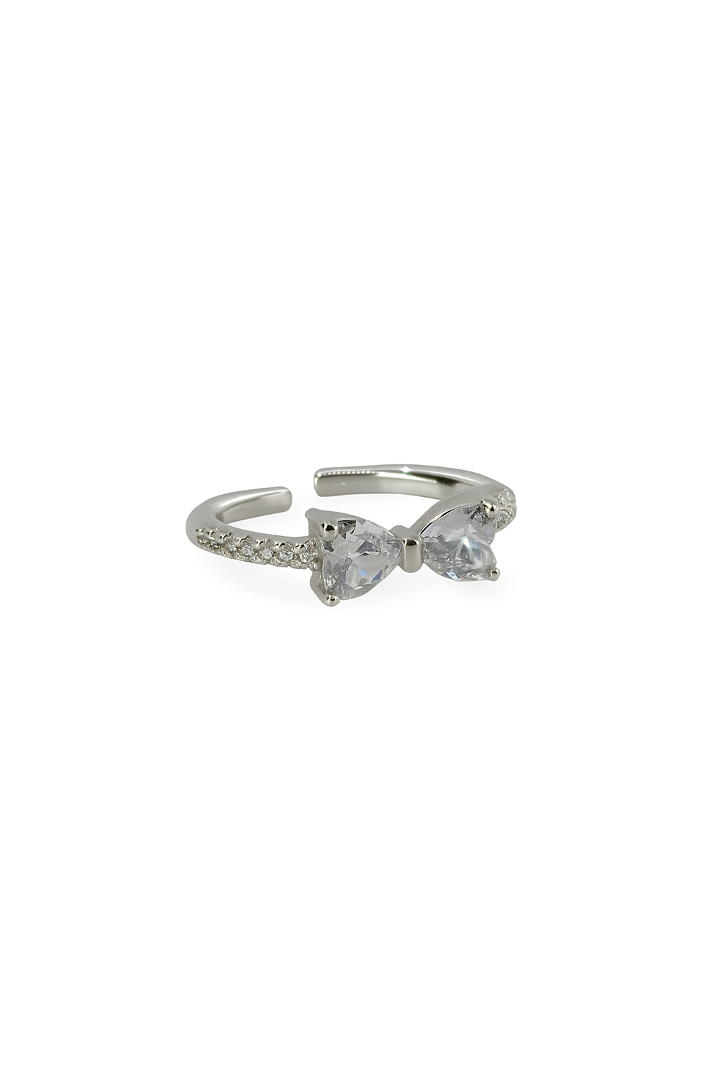 Silver Bow Diamond Ring