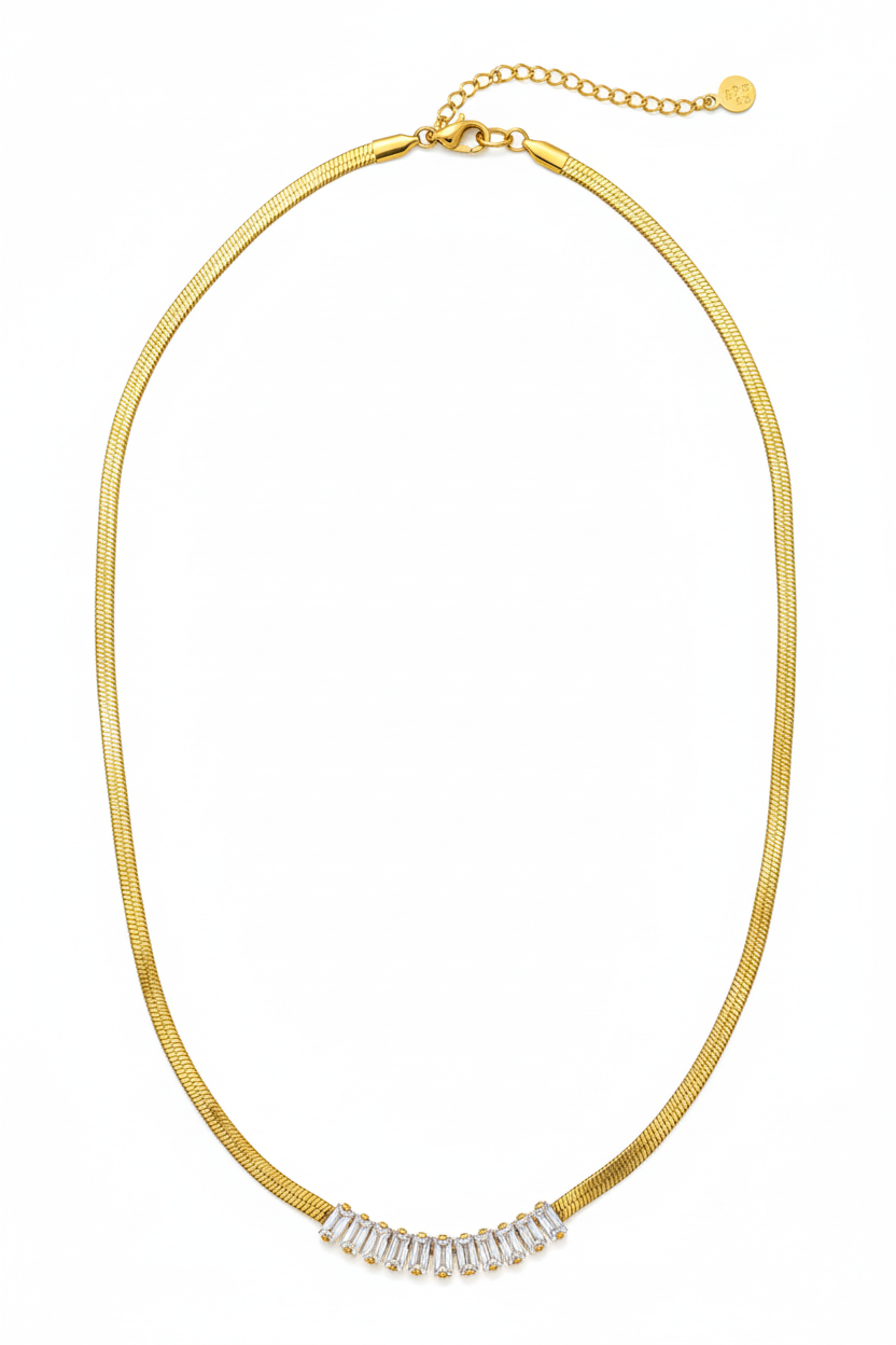 Crystal Baguette Herringbone Choker