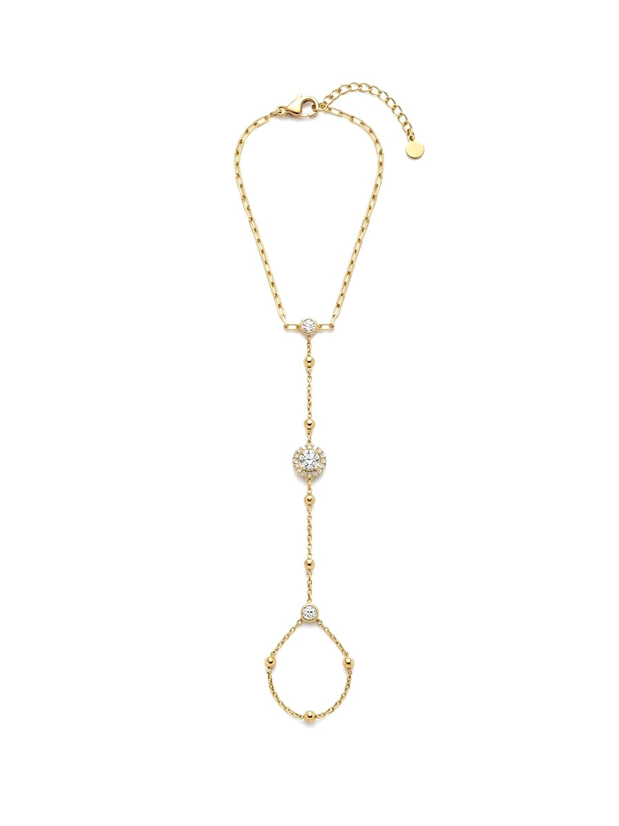 Solitaire Halo Beaded Hand Chain