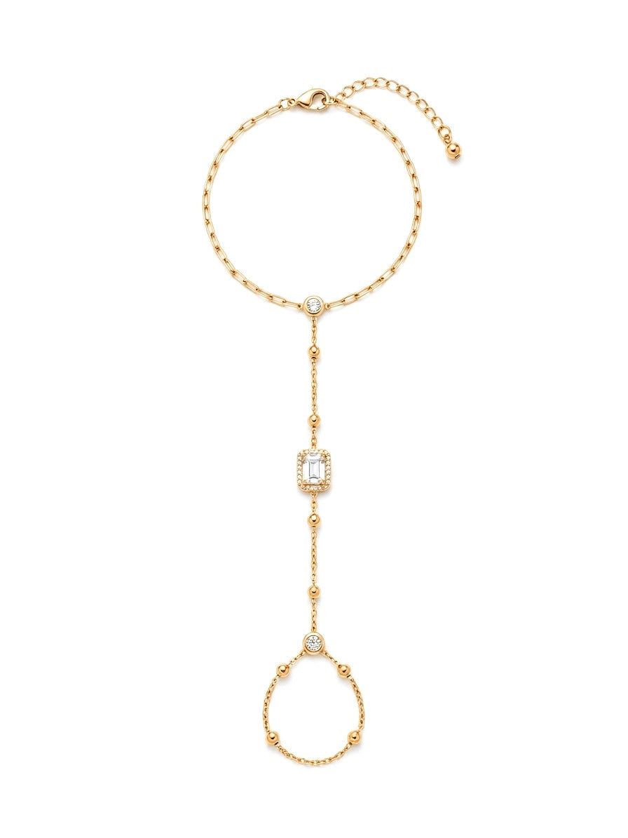 Emerald-Cut Halo Hand Chain