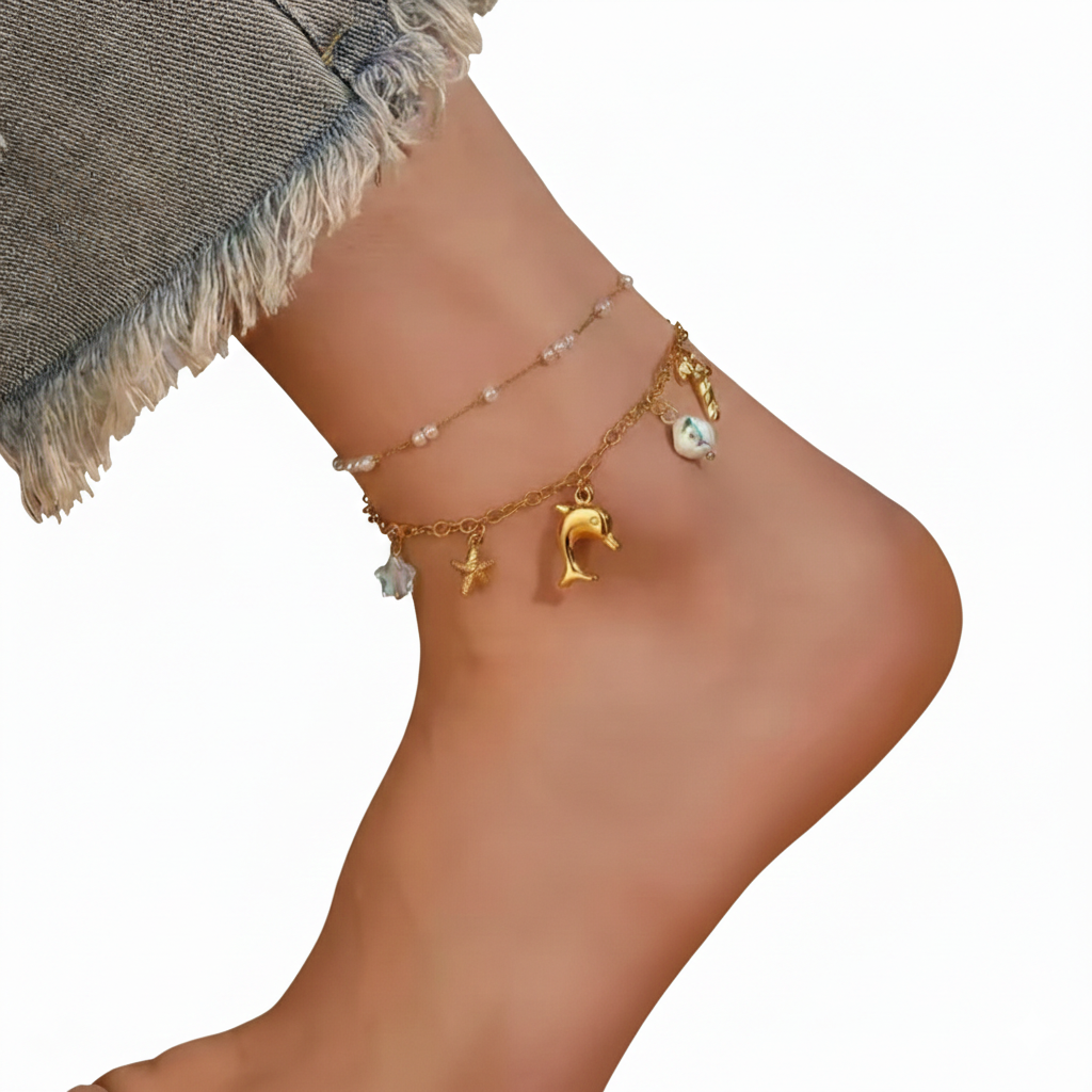 Ocean Charm Layered Anklet - Image 2