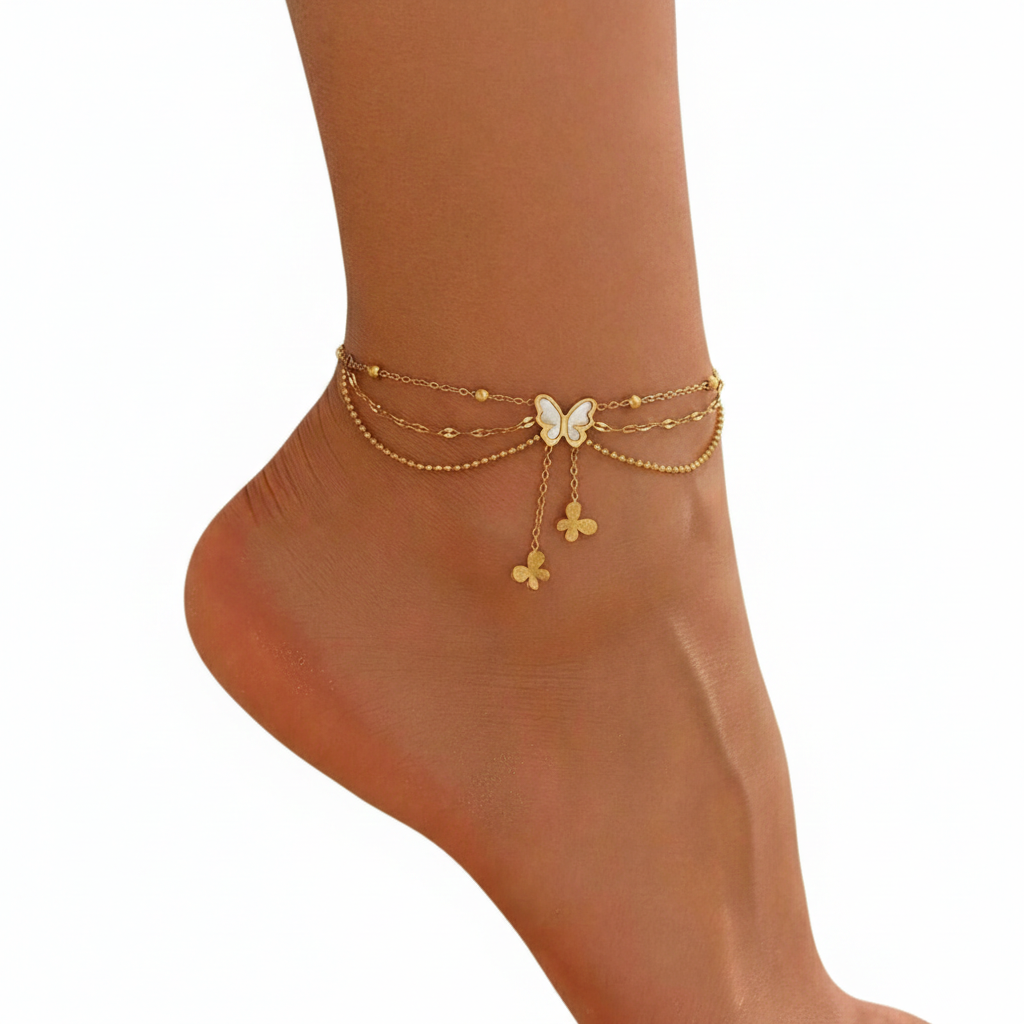 Pearl Butterfly Anklet - Image 2