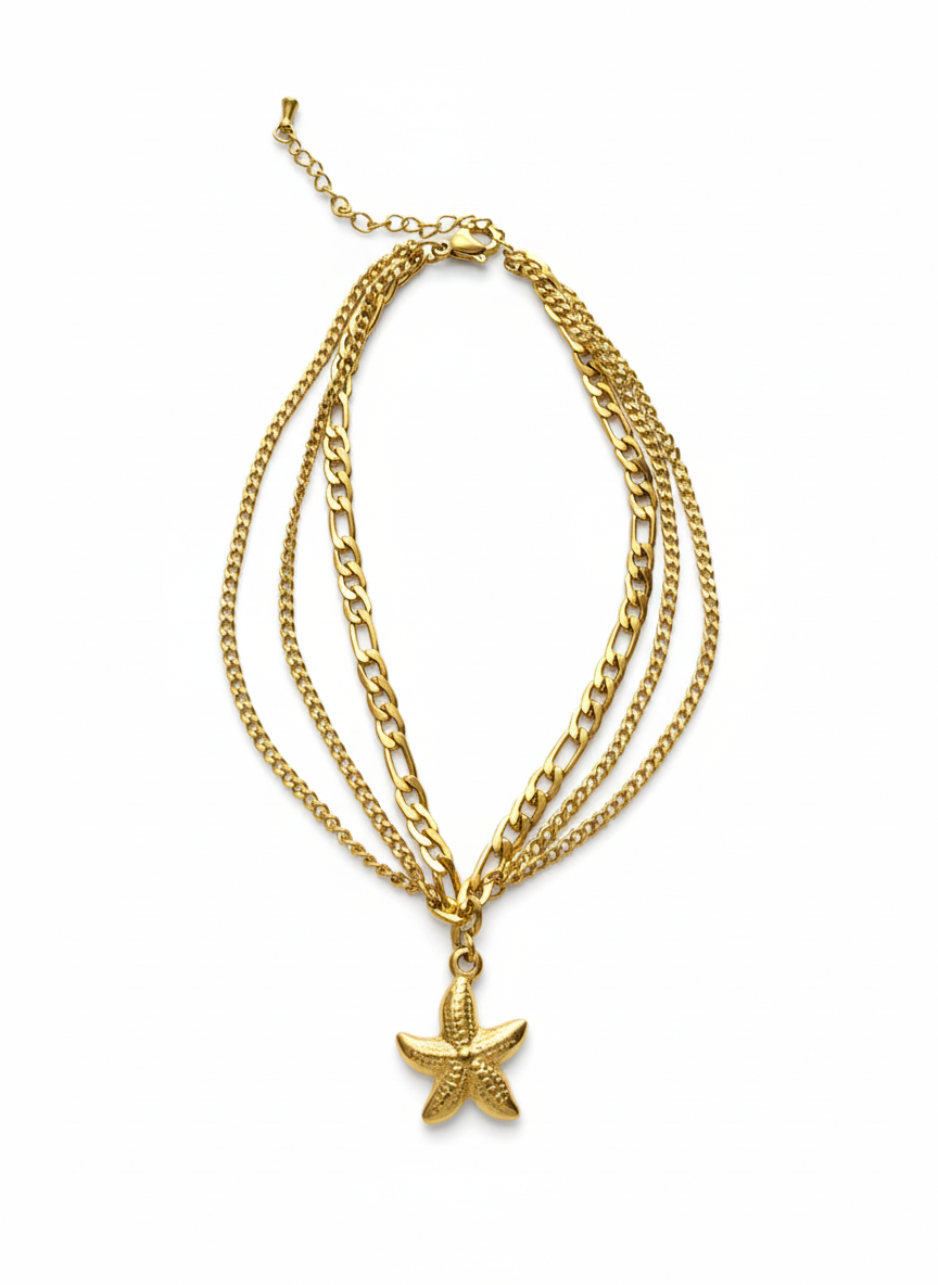 Triple-Layer Starfish Anklet