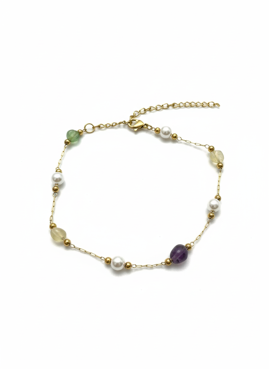 Pastel Gemstone Anklet - Image 3